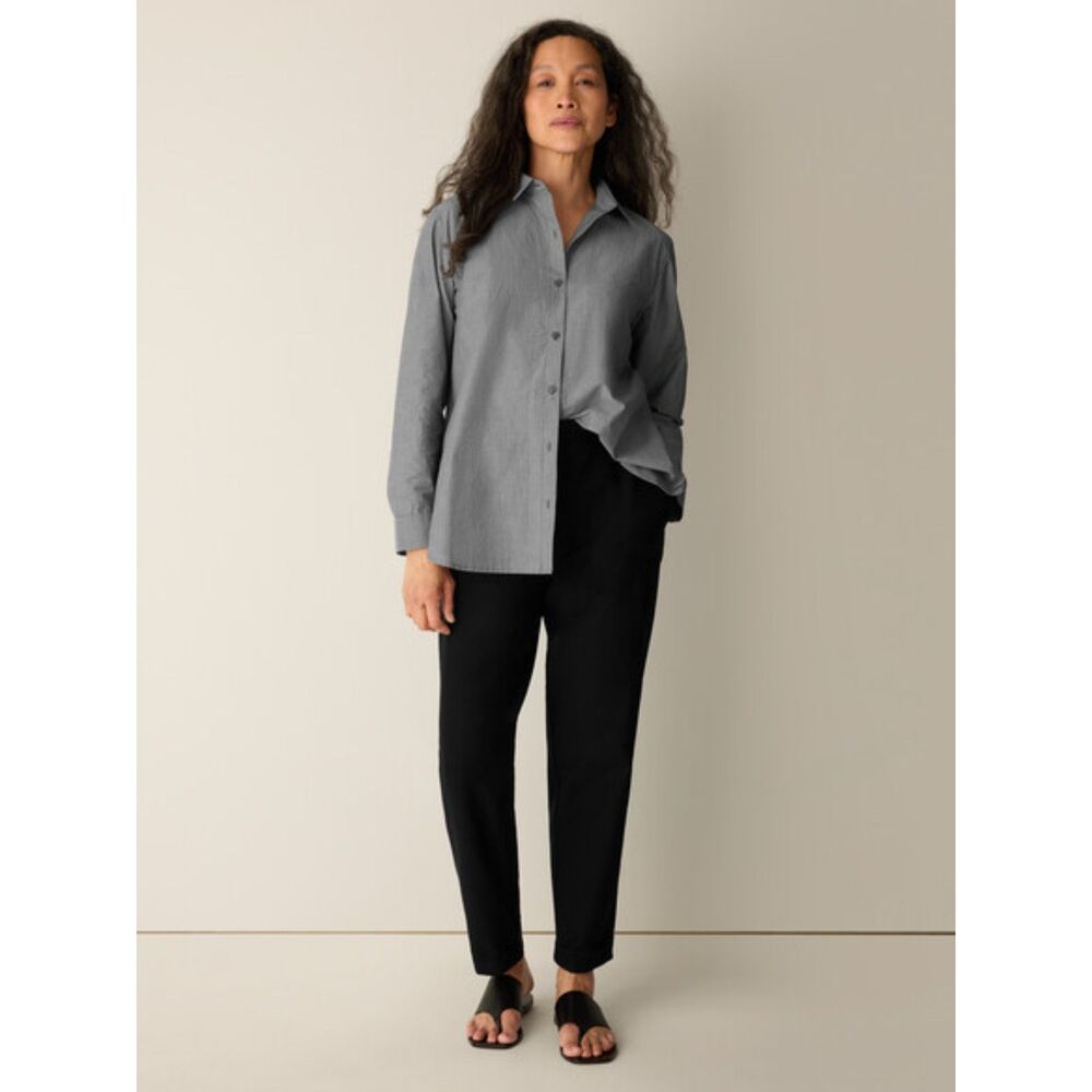 Eileen Fisher Washable Stretch Crepe Cuffed Pant - Black M